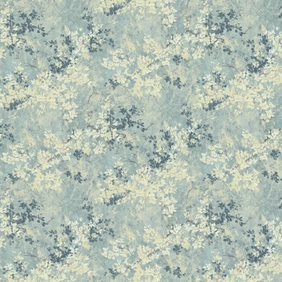 Kasmir Always Dreaming Azure in 1454 Blue Cotton  Blend Fire Rated Fabric Medium Duty CA 117  NFPA 260  Abstract Floral   Fabric